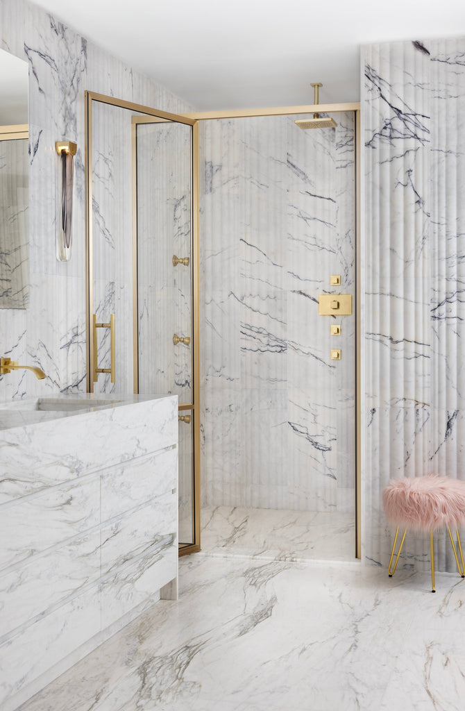 Flute Deco Lilac Dimensional Marble Bathroom – Artistic Tile