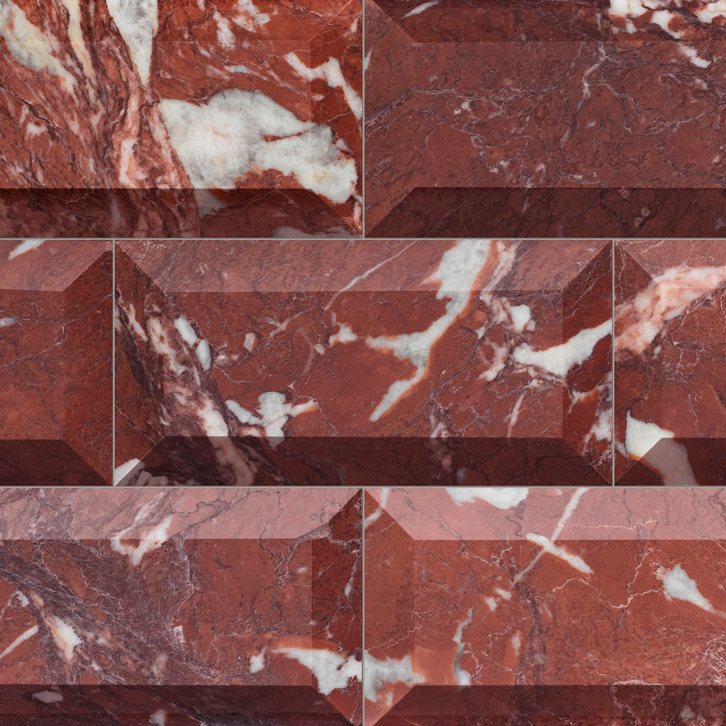 Rosso Francia Marble Dimensional Tile: Regal Red Stone Look