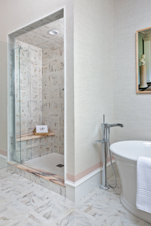 Calacatta Rosa Tile Custom Arrowhead Calacatta Rosa Bathroom – Artistic Tile