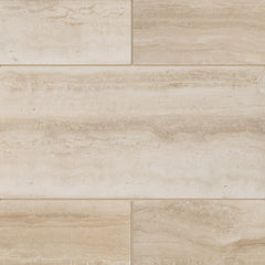 Bianco Dei Travertine Tile  Vein Cut Filled Honed 12" x 24" x 3/8" Stone Straight Edge