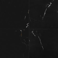 Black Lightning Marble Tile  Honed 24" x 24" x 3/8" Stone Micro-Beveled Edge
