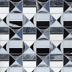 Hidden Circles Marble Waterjet Mosaic  Honed Stone