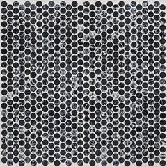 Penny Lane Nero honed stone penny round mosaic