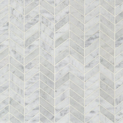Bianco Carrara polished marble chevron mosaic tile