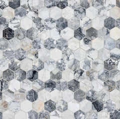 Invisible Grey Marble Swatch Card  Swatch Samples Hexagon 5.0cm