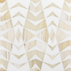 Mumbai Diamond Vanilla mixed-finish stone waterjet mosaic