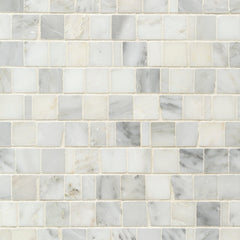 Pacific White polished broken joint mosaic tile