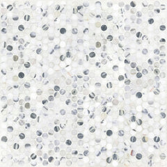 Penny Lane White Blend honed stone penny round mosaic