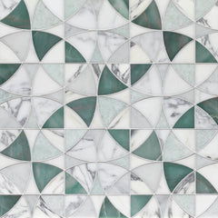 Vitruvius Botanic Green marble waterjet mosaic tile