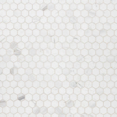 Volakas White honed dolomite hexagon mosaic, 3 cm