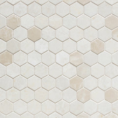 White Sand polished marble hexagon mosaic