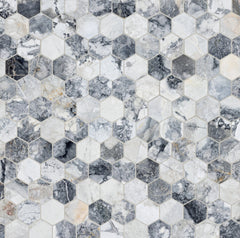 Invisible Grey Marble Mosaic  Honed Stone Hexagon 5.0cm