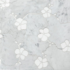 Orchid Flat Bianco Carrara Marble Polished Waterjet WJ Mosaic ©