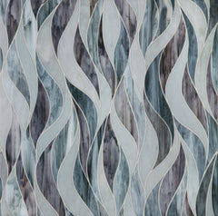 Tresses Blue Grey Waterjet Mosaic
